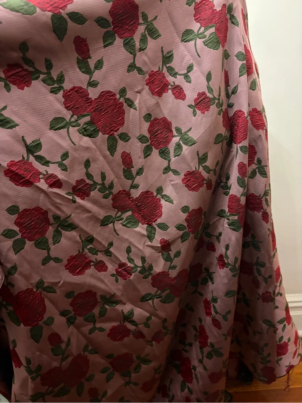 Luxury Rose Floral Jacquard Brocade Fabric - 2 Yards, 61” width